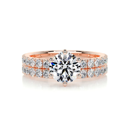 Radiant 1.50 CT Round Lab Grown Diamond Solitaire Bridal Ring Set 12