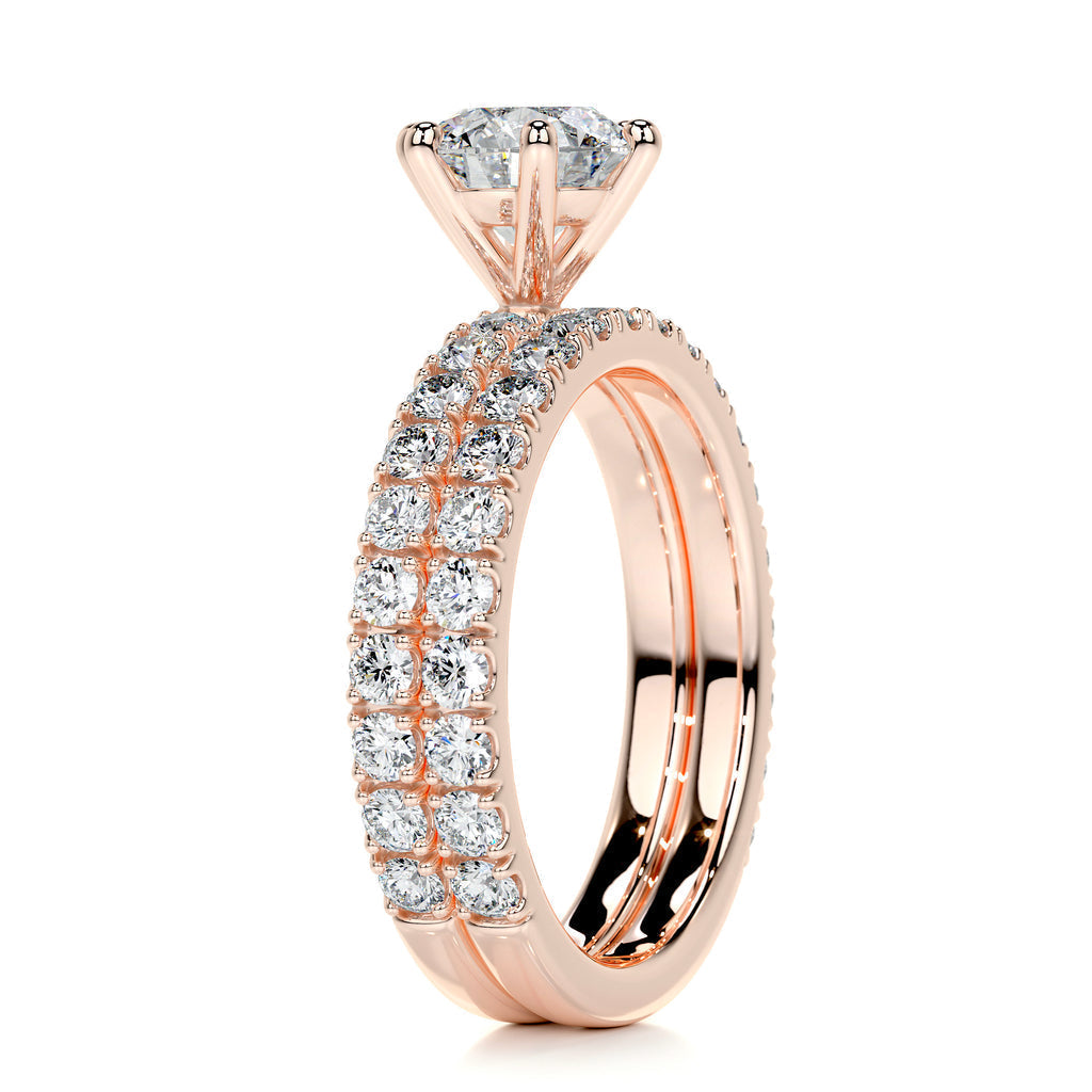 Radiant 1.50 CT Round Lab Grown Diamond Solitaire Bridal Ring Set 15