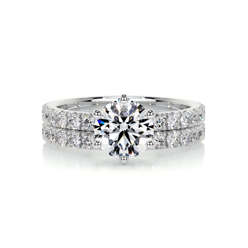 Radiant 1.50 CT Round Lab Grown Diamond Solitaire Bridal Ring Set 1