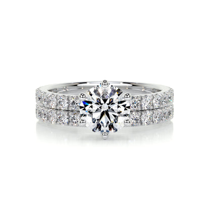 Radiant 1.50 CT Round Lab Grown Diamond Solitaire Bridal Ring Set 1