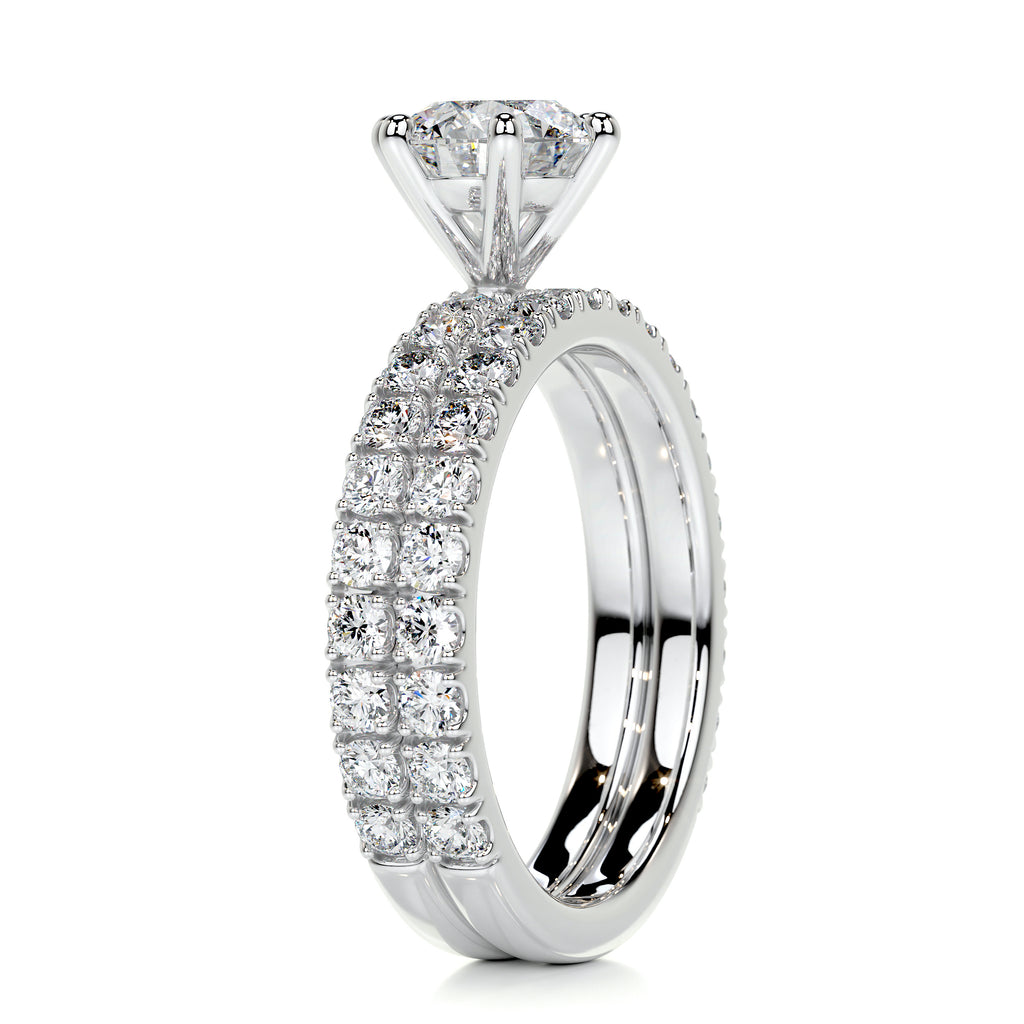 Radiant 1.50 CT Round Lab Grown Diamond Solitaire Bridal Ring Set 6
