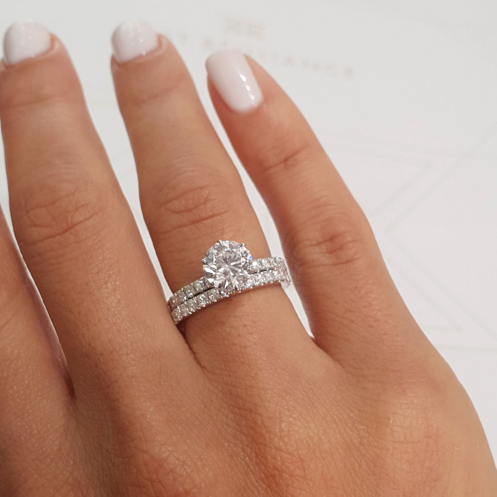 Radiant 1.50 CT Round Lab Grown Diamond Solitaire Bridal Ring Set 2