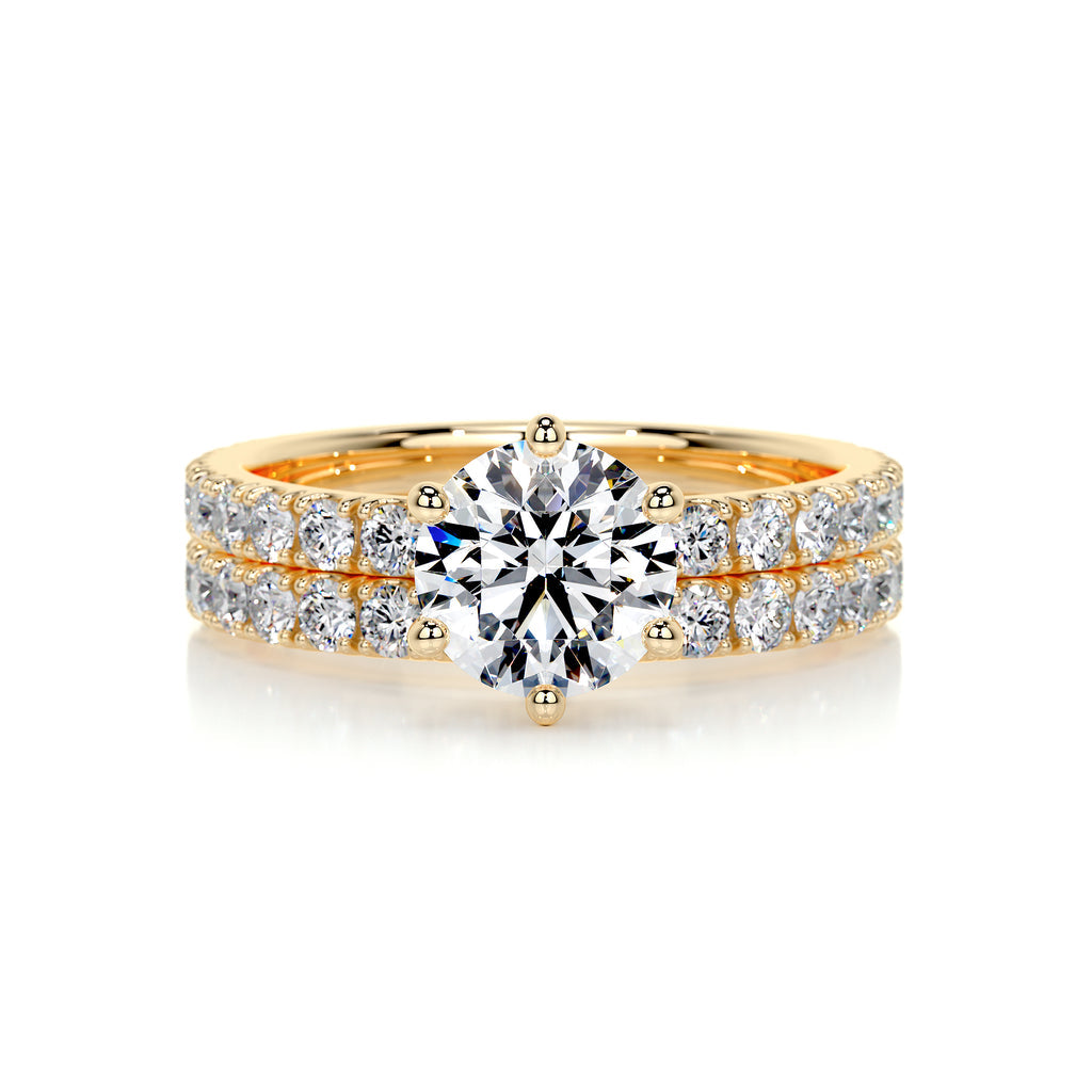 Radiant 1.50 CT Round Lab Grown Diamond Solitaire Bridal Ring Set 7