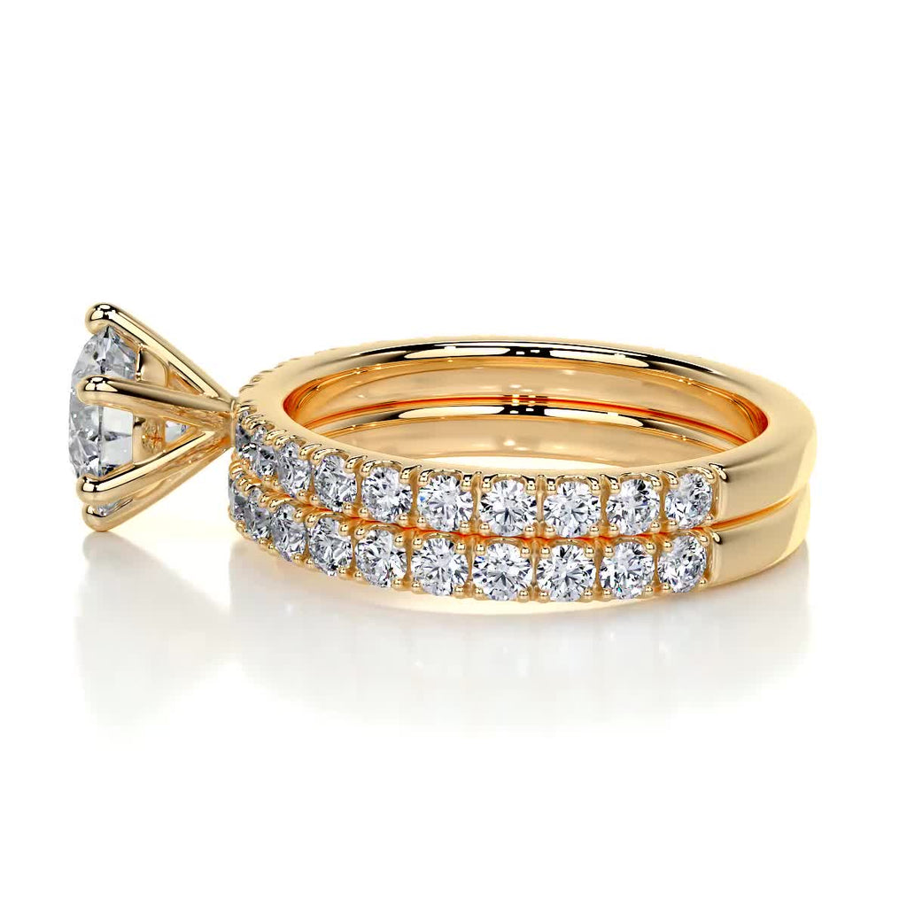 Radiant 1.50 CT Round Lab Grown Diamond Solitaire Bridal Ring Set 10