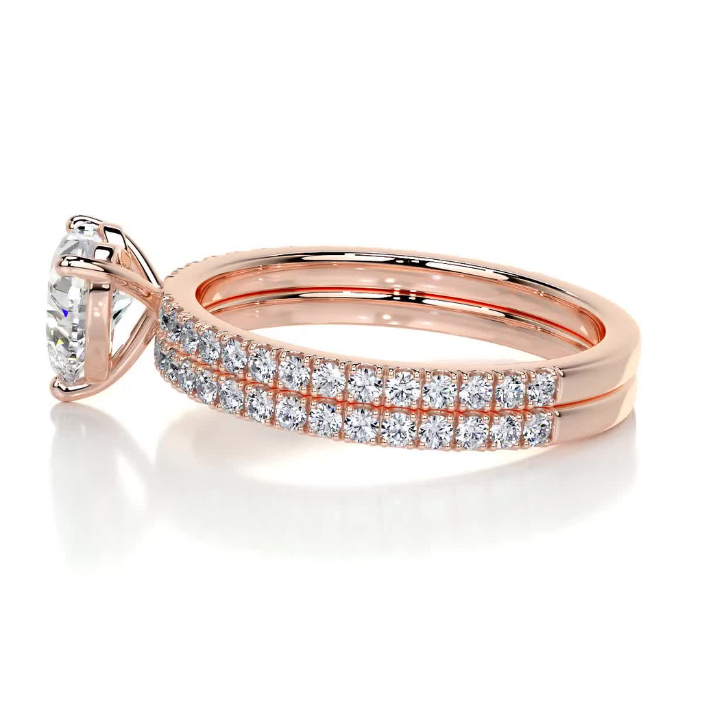 1.0 TCW Heart-Shaped Lab Grown Diamond Solitaire Bridal Ring Set 14