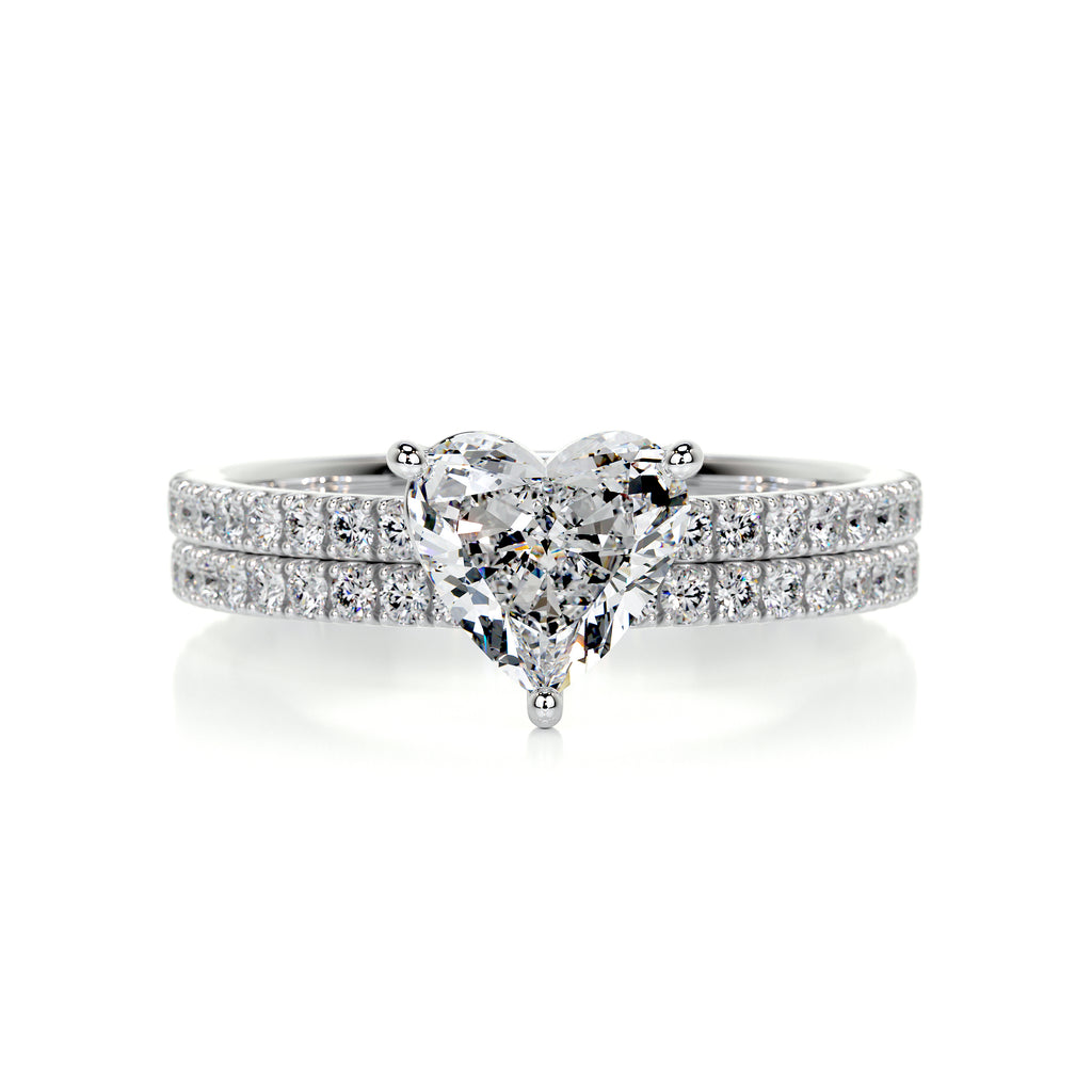 1.0 TCW Heart-Shaped Lab Grown Diamond Solitaire Bridal Ring Set 1