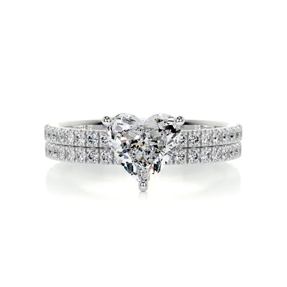 1.0 TCW Heart-Shaped Lab Grown Diamond Solitaire Bridal Ring Set 1