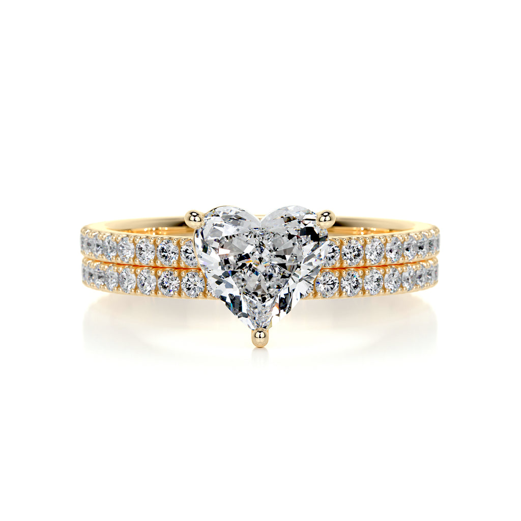 1.0 TCW Heart-Shaped Lab Grown Diamond Solitaire Bridal Ring Set 7