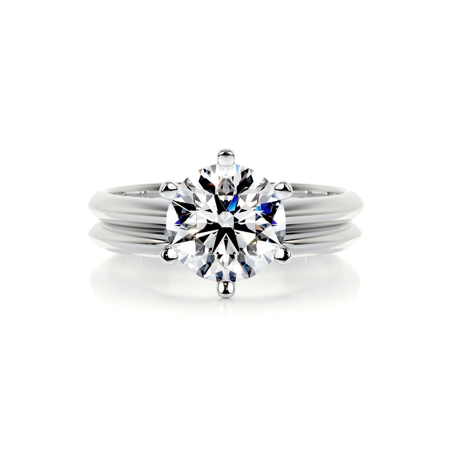 1.0 CT Round Lab Grown Diamond Solitaire Engagement Ring Set 1