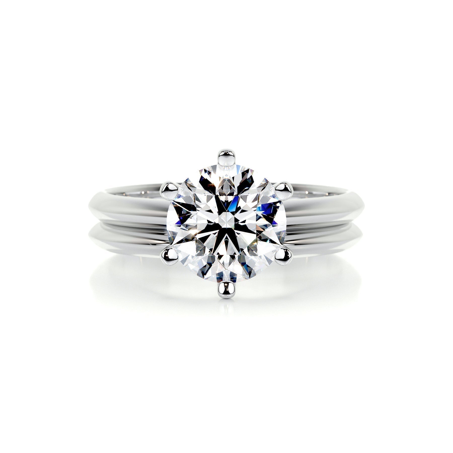 1.0 CT Round Lab Grown Diamond Solitaire Engagement Ring Set 1