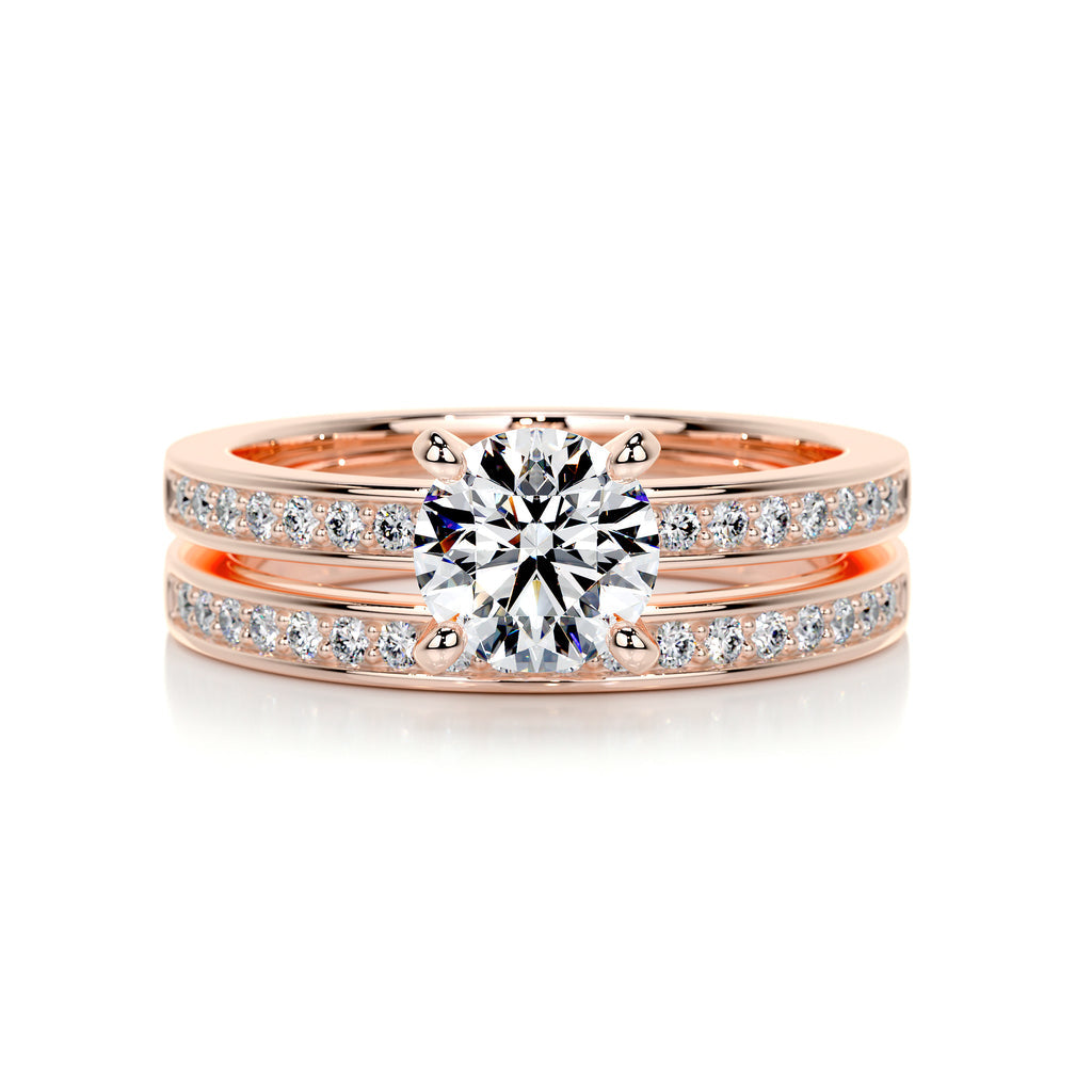 1.0 CT Round Lab Grown Diamond Pave Bridal Ring Ensemble 13