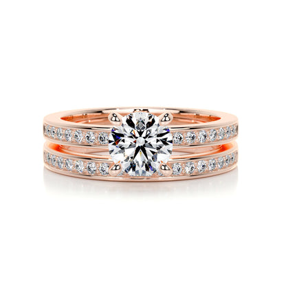 1.0 CT Round Lab Grown Diamond Pave Bridal Ring Ensemble 13