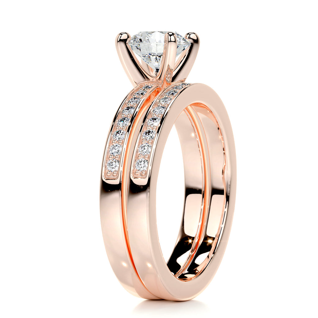 1.0 CT Round Lab Grown Diamond Pave Bridal Ring Ensemble 17