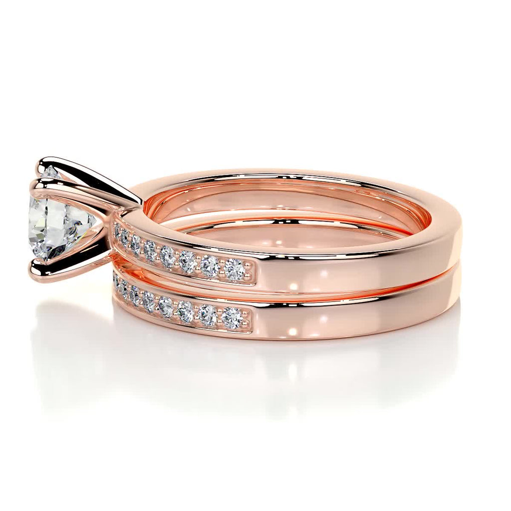 1.0 CT Round Lab Grown Diamond Pave Bridal Ring Ensemble 16