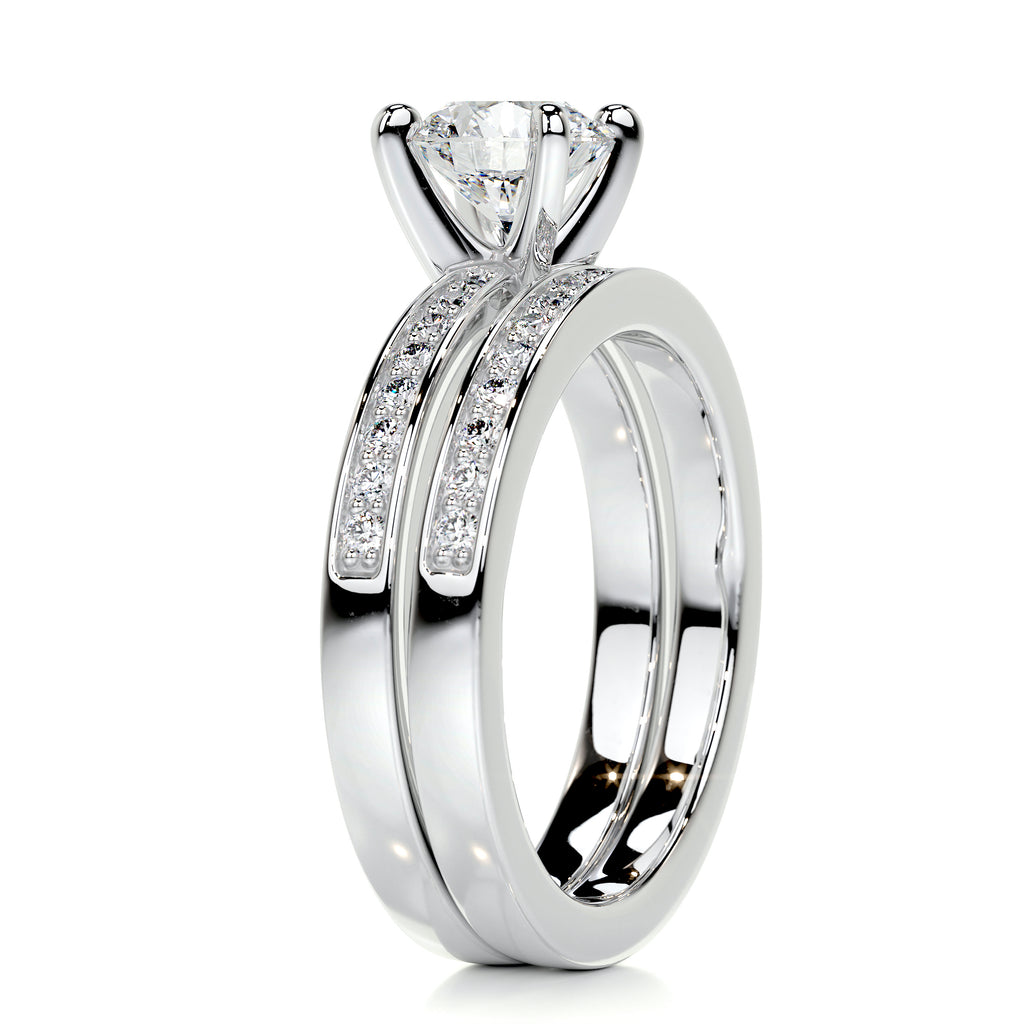 1.0 CT Round Lab Grown Diamond Pave Bridal Ring Ensemble 7