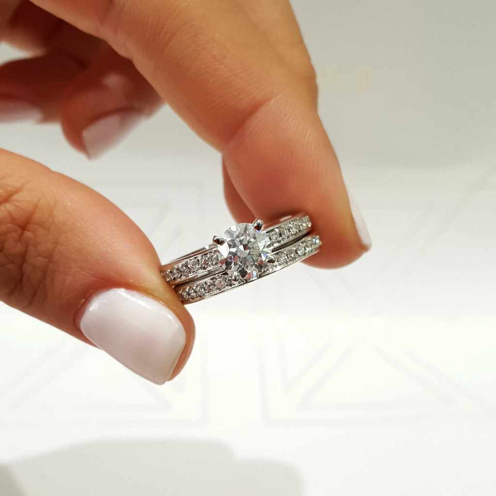 1.0 CT Round Lab Grown Diamond Pave Bridal Ring Ensemble 4