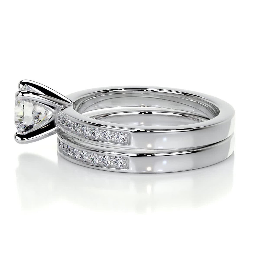 1.0 CT Round Lab Grown Diamond Pave Bridal Ring Ensemble 6