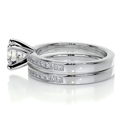 1.0 CT Round Lab Grown Diamond Pave Bridal Ring Ensemble 6