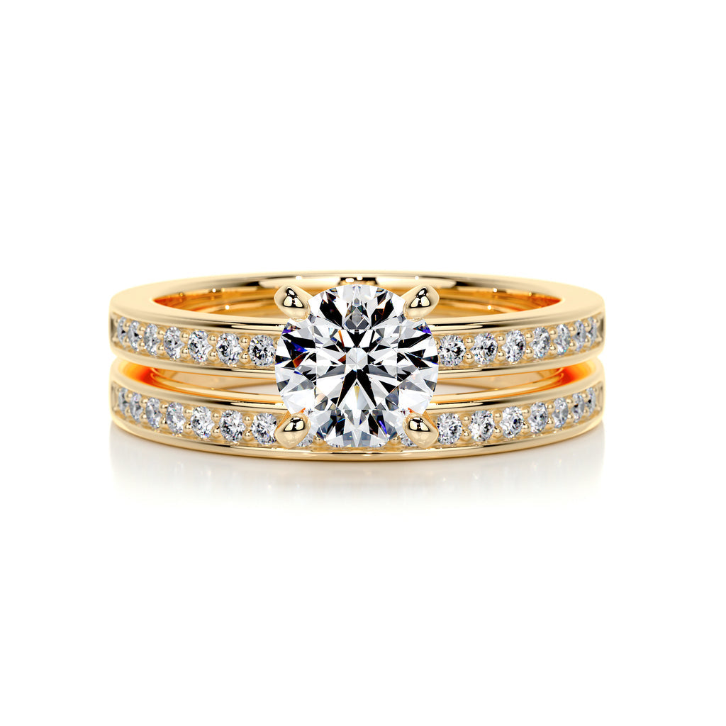 1.0 CT Round Lab Grown Diamond Pave Bridal Ring Ensemble 8