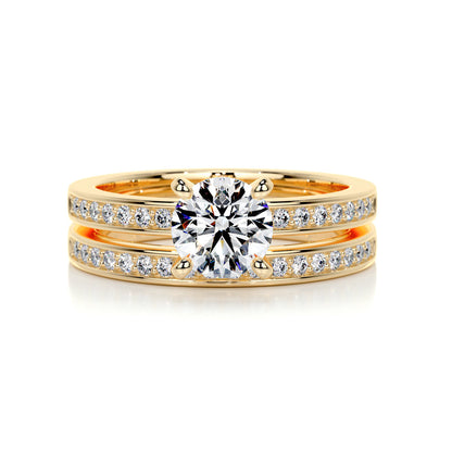 1.0 CT Round Lab Grown Diamond Pave Bridal Ring Ensemble 8