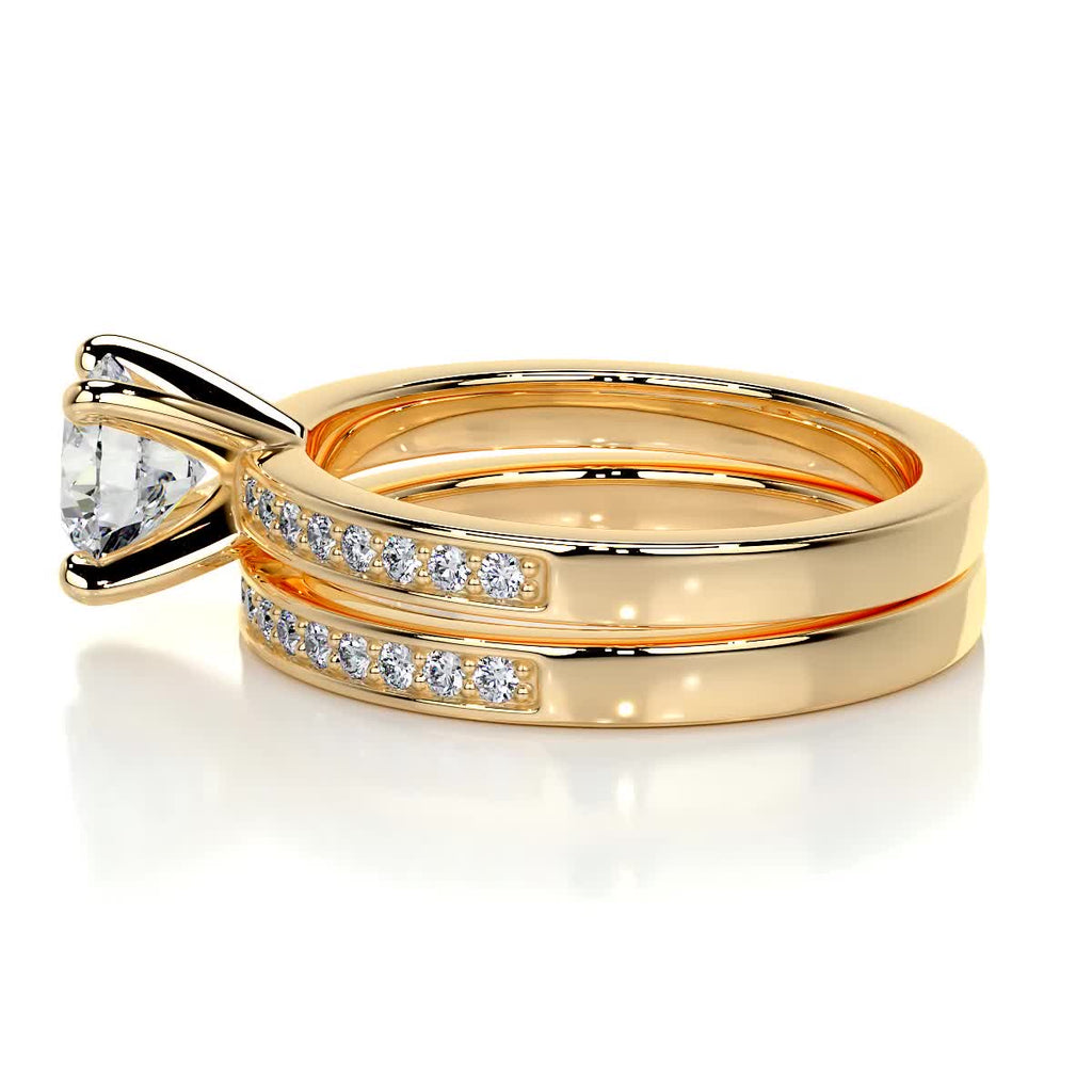 1.0 CT Round Lab Grown Diamond Pave Bridal Ring Ensemble 11