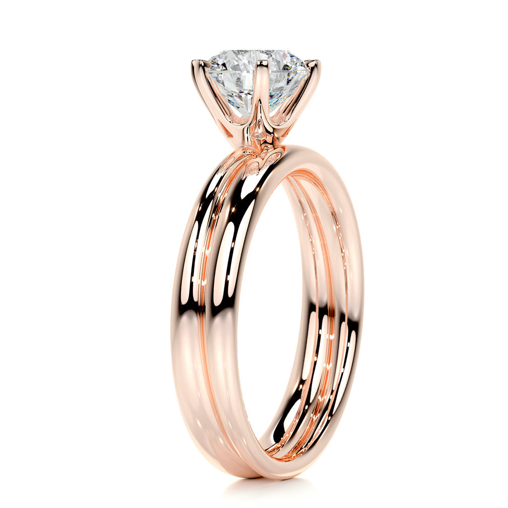 1.50 CT Round Lab Grown Diamond Solitaire Bridal Ring Set in Platinum Finish 17