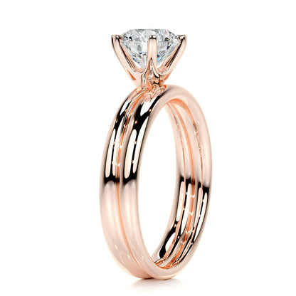 1.50 CT Round Lab Grown Diamond Solitaire Bridal Ring Set in Platinum Finish 17