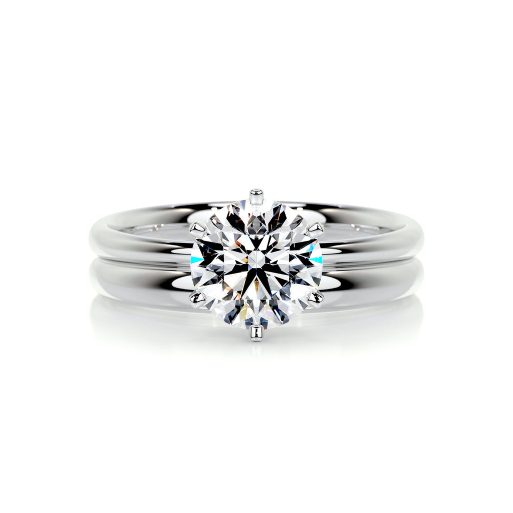 1.50 CT Round Lab Grown Diamond Solitaire Bridal Ring Set in Platinum Finish 1