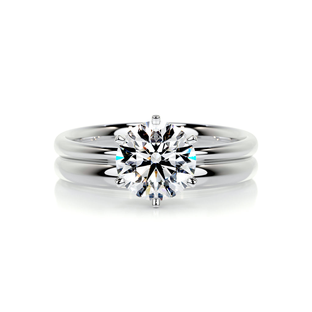 1.50 CT Round Lab Grown Diamond Solitaire Bridal Ring Set in Platinum Finish