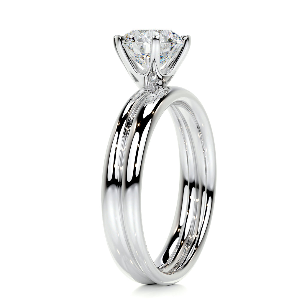 1.50 CT Round Lab Grown Diamond Solitaire Bridal Ring Set in Platinum Finish 6