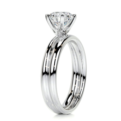 1.50 CT Round Lab Grown Diamond Solitaire Bridal Ring Set in Platinum Finish 6