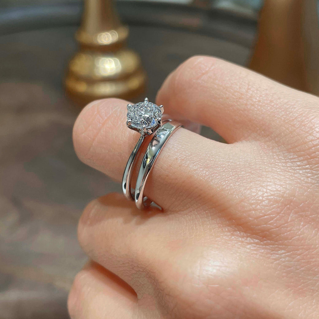 1.50 CT Round Lab Grown Diamond Solitaire Bridal Ring Set in Platinum Finish 2