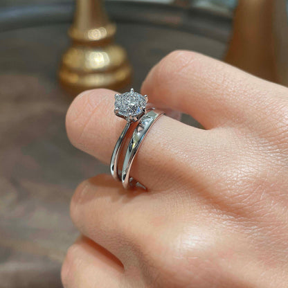 1.50 CT Round Lab Grown Diamond Solitaire Bridal Ring Set in Platinum Finish 2