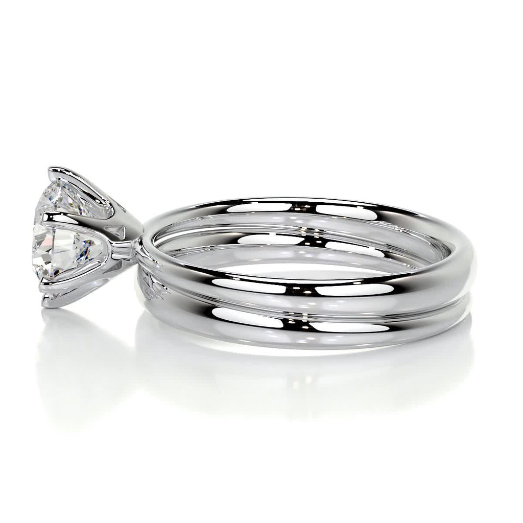 1.50 CT Round Lab Grown Diamond Solitaire Bridal Ring Set in Platinum Finish 7