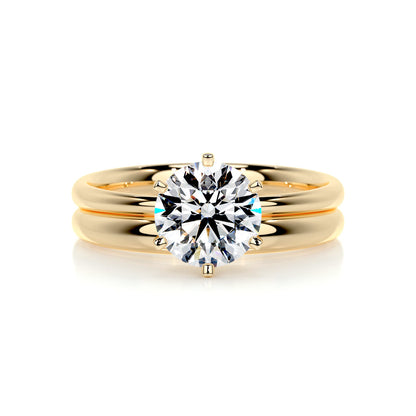 1.50 CT Round Lab Grown Diamond Solitaire Bridal Ring Set in Platinum Finish 8