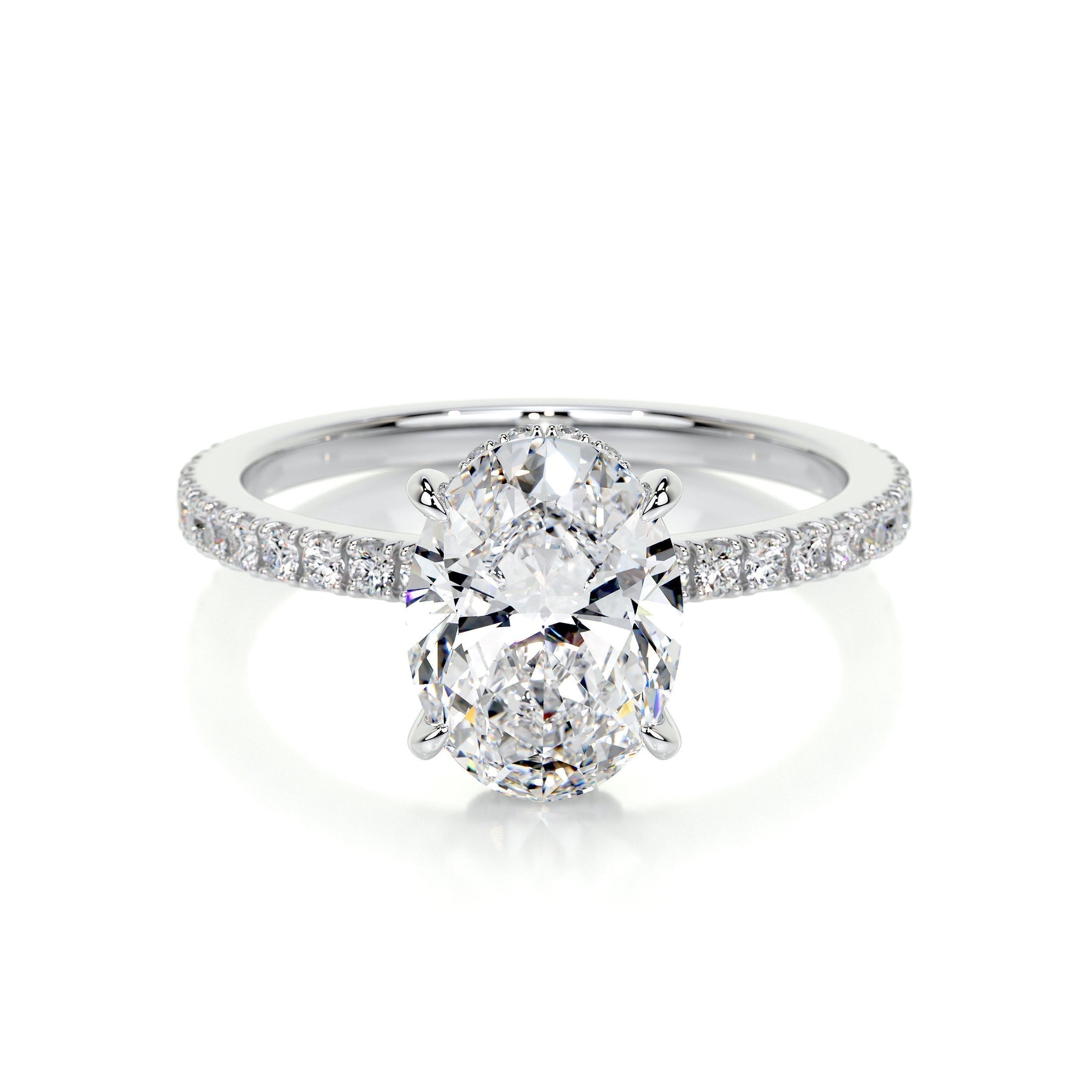 1.50 CT Oval Lab-Grown Diamond Hidden Halo Engagement Ring - Timeless Elegance