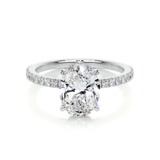 1.50 CT Oval Lab-Grown Diamond Hidden Halo Engagement Ring - Timeless Elegance