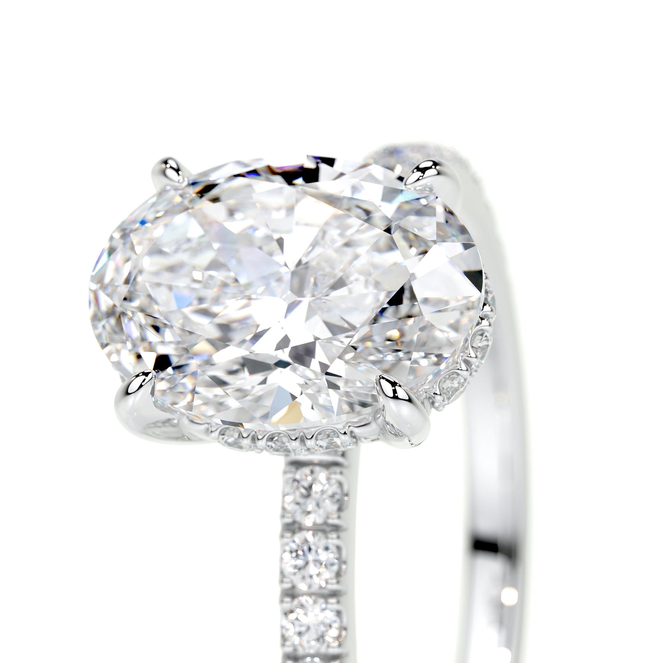 1.50 CT Oval Lab-Grown Diamond Hidden Halo Engagement Ring - Timeless Elegance