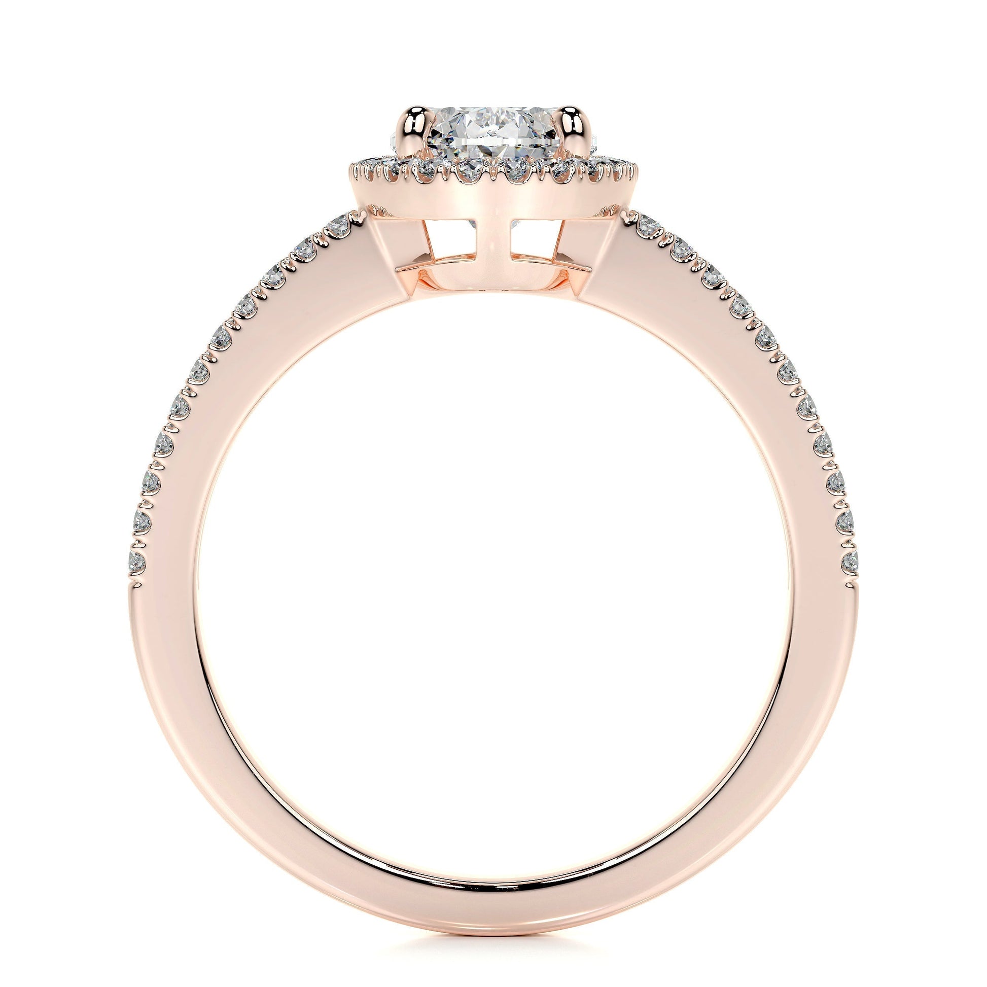 0.90 CT Oval Halo CVD H/SI1 Diamond Engagement Ring 14