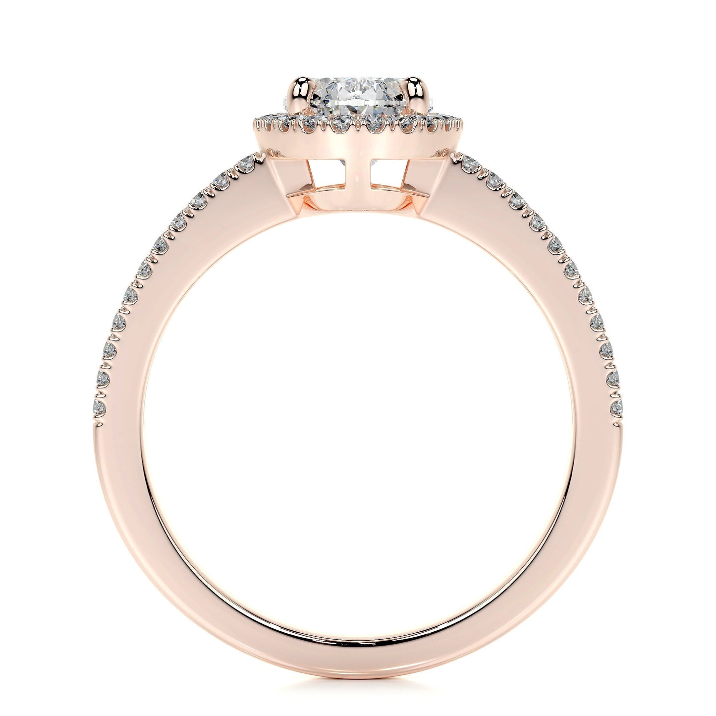 0.90 CT Oval Halo CVD H/SI1 Diamond Engagement Ring 14