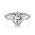 Load image into Gallery viewer, Radiant Elegance: 0.90 CT Oval Lab Grown Diamond Halo & Pave Split Shank Engagement Ring 5
