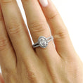 Load image into Gallery viewer, Radiant Elegance: 0.90 CT Oval Lab Grown Diamond Halo & Pave Split Shank Engagement Ring 14
