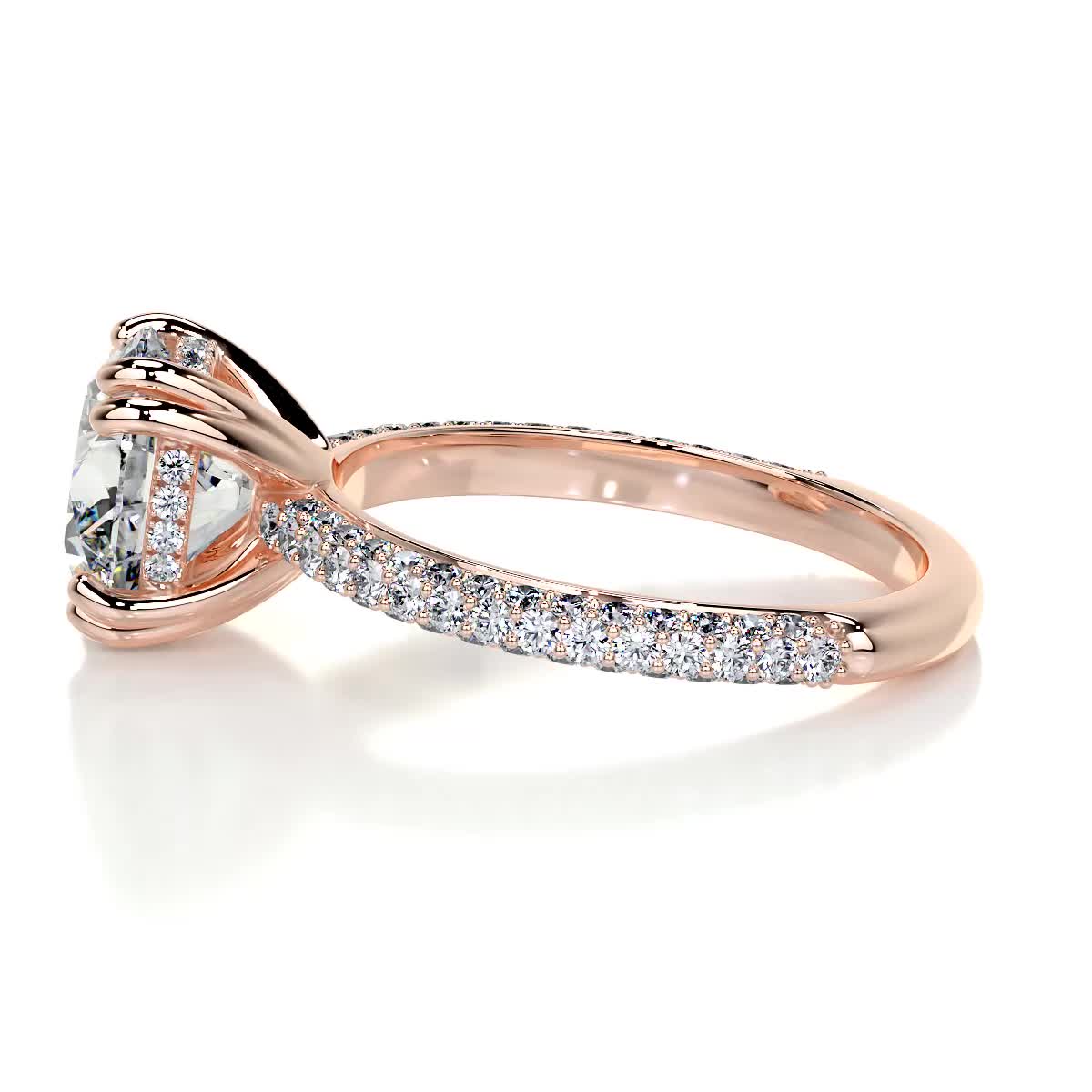 Radiant 3.0 CT Round Lab-Grown Diamond Pavé Engagement Ring