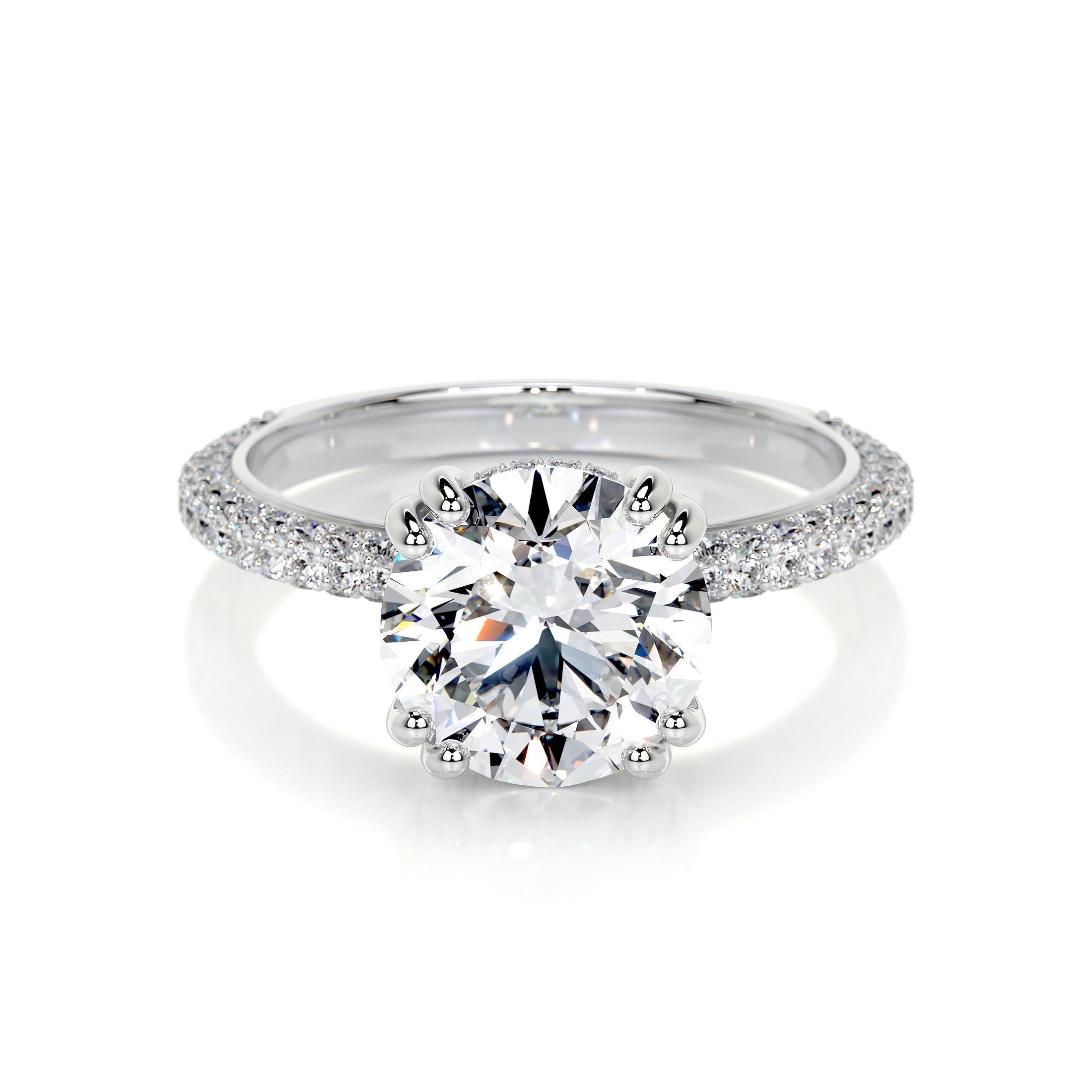 Radiant 3.0 CT Round Lab-Grown Diamond Pavé Engagement Ring