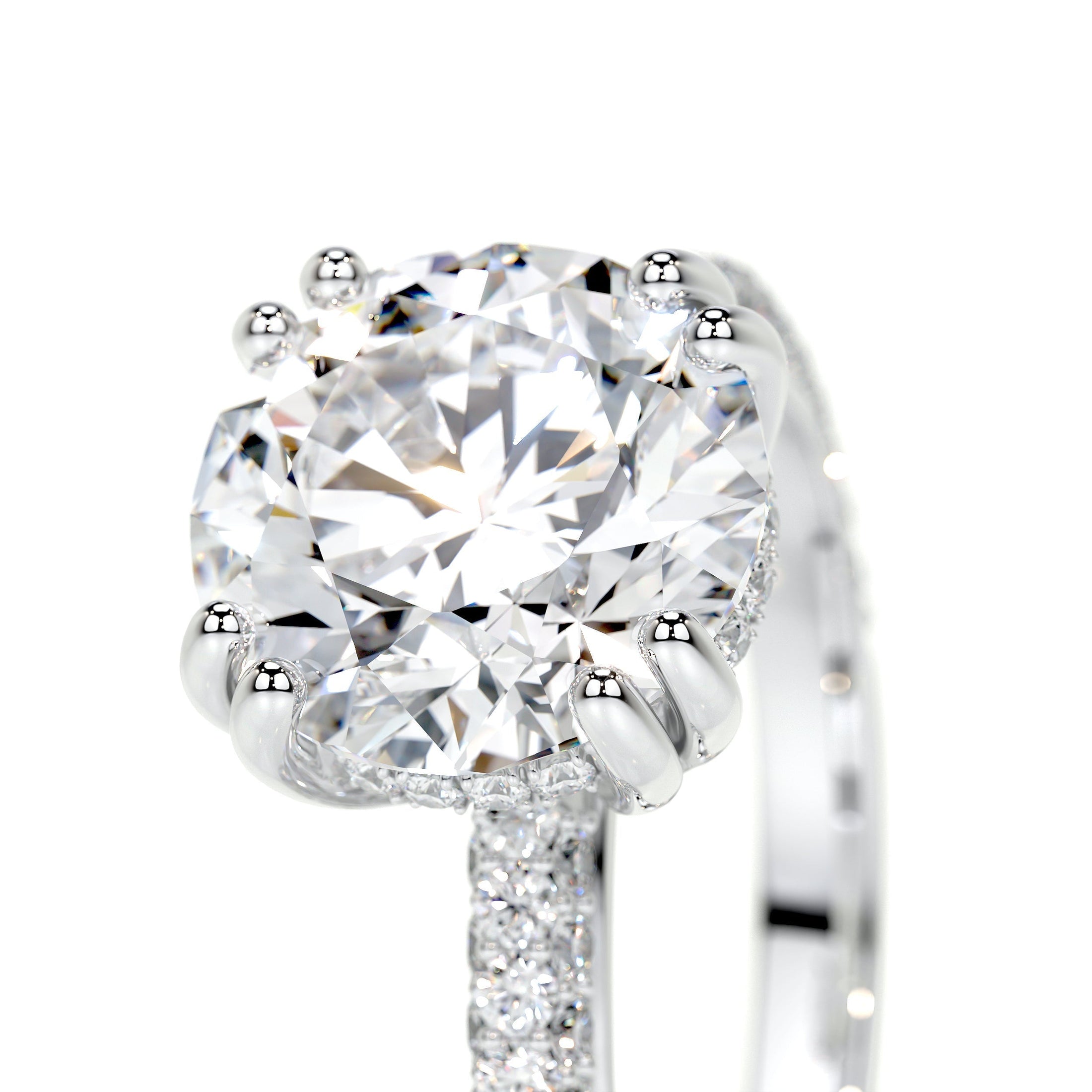 Radiant 3.0 CT Round Lab-Grown Diamond Pavé Engagement Ring