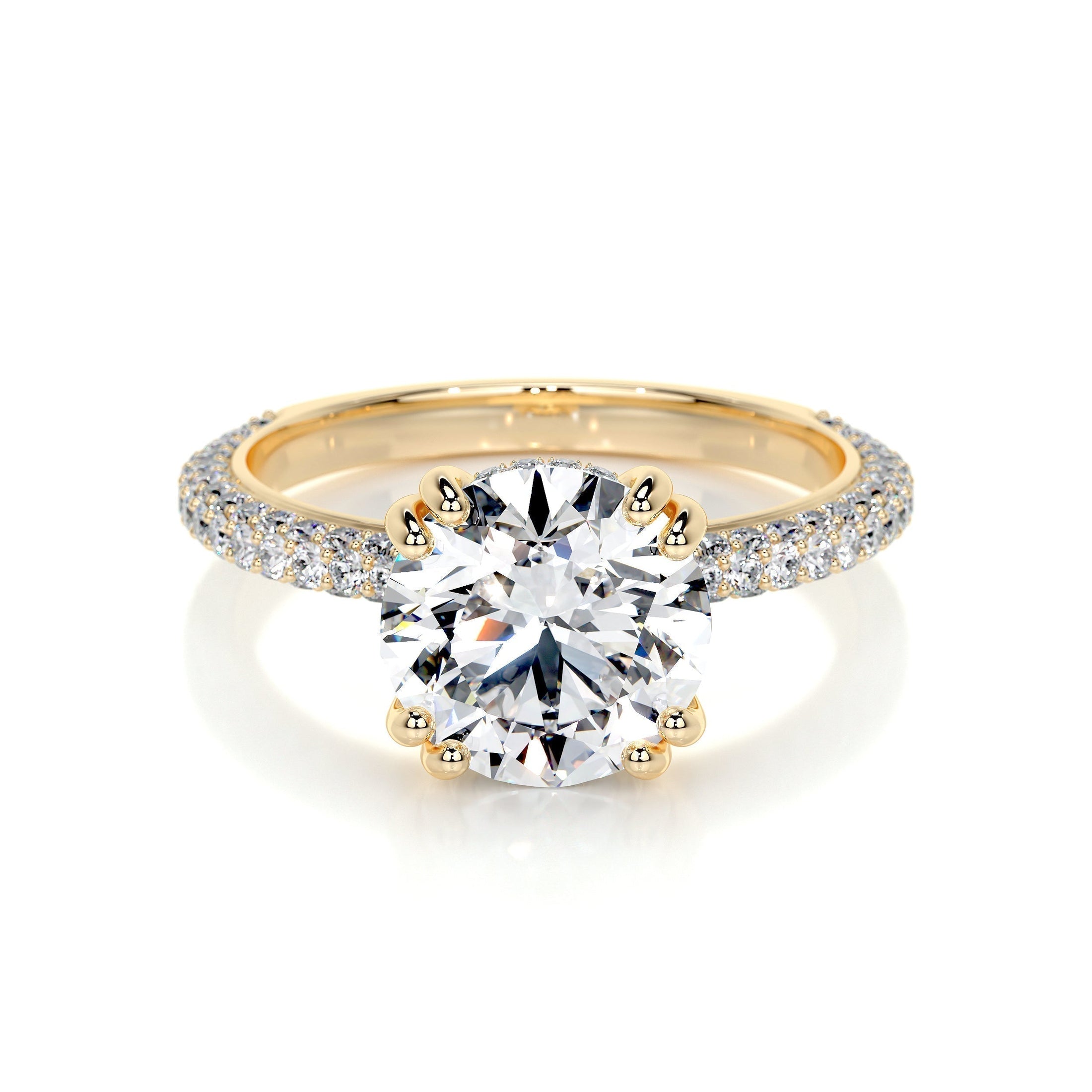 Radiant 3.0 CT Round Lab-Grown Diamond Pavé Engagement Ring