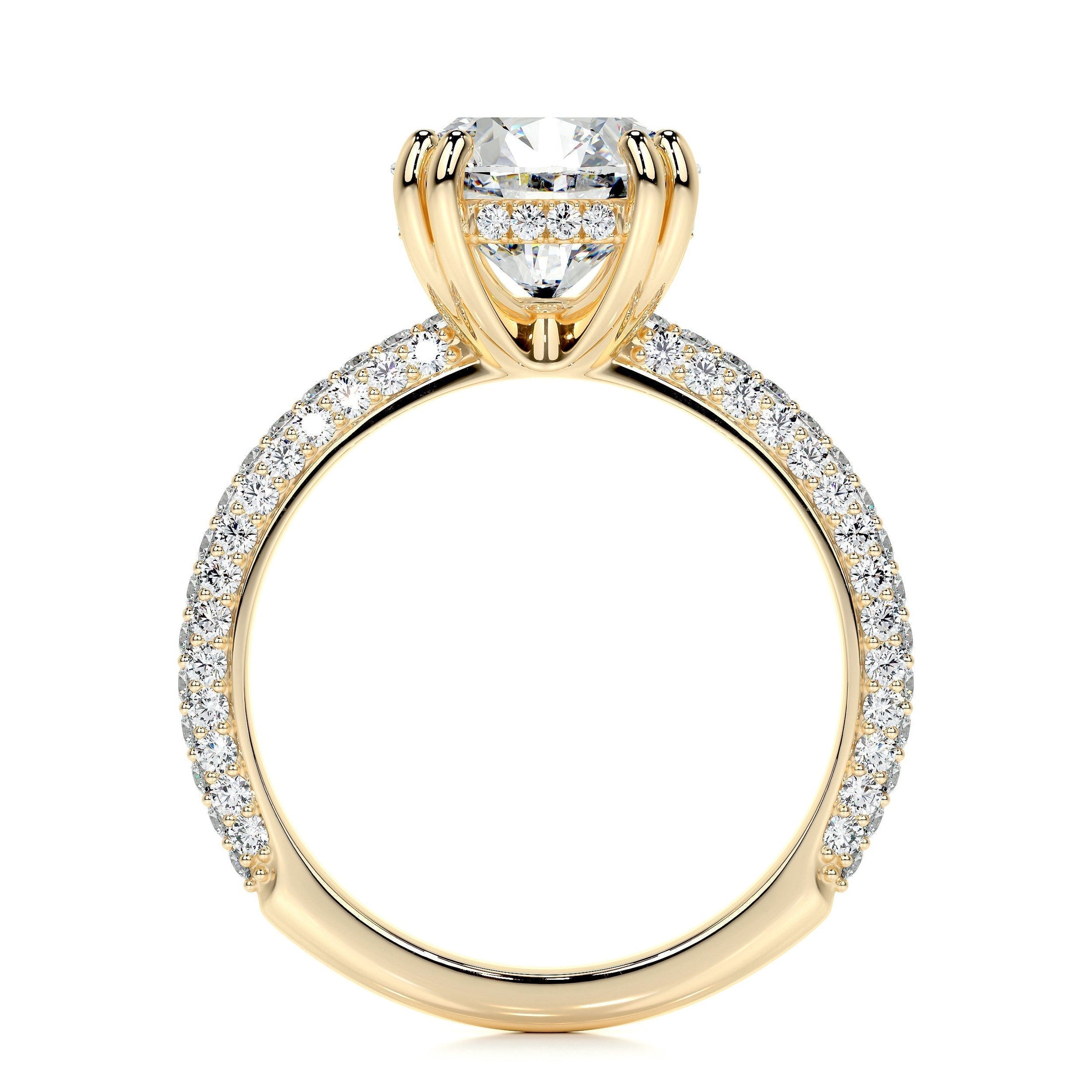 Radiant 3.0 CT Round Lab-Grown Diamond Pavé Engagement Ring