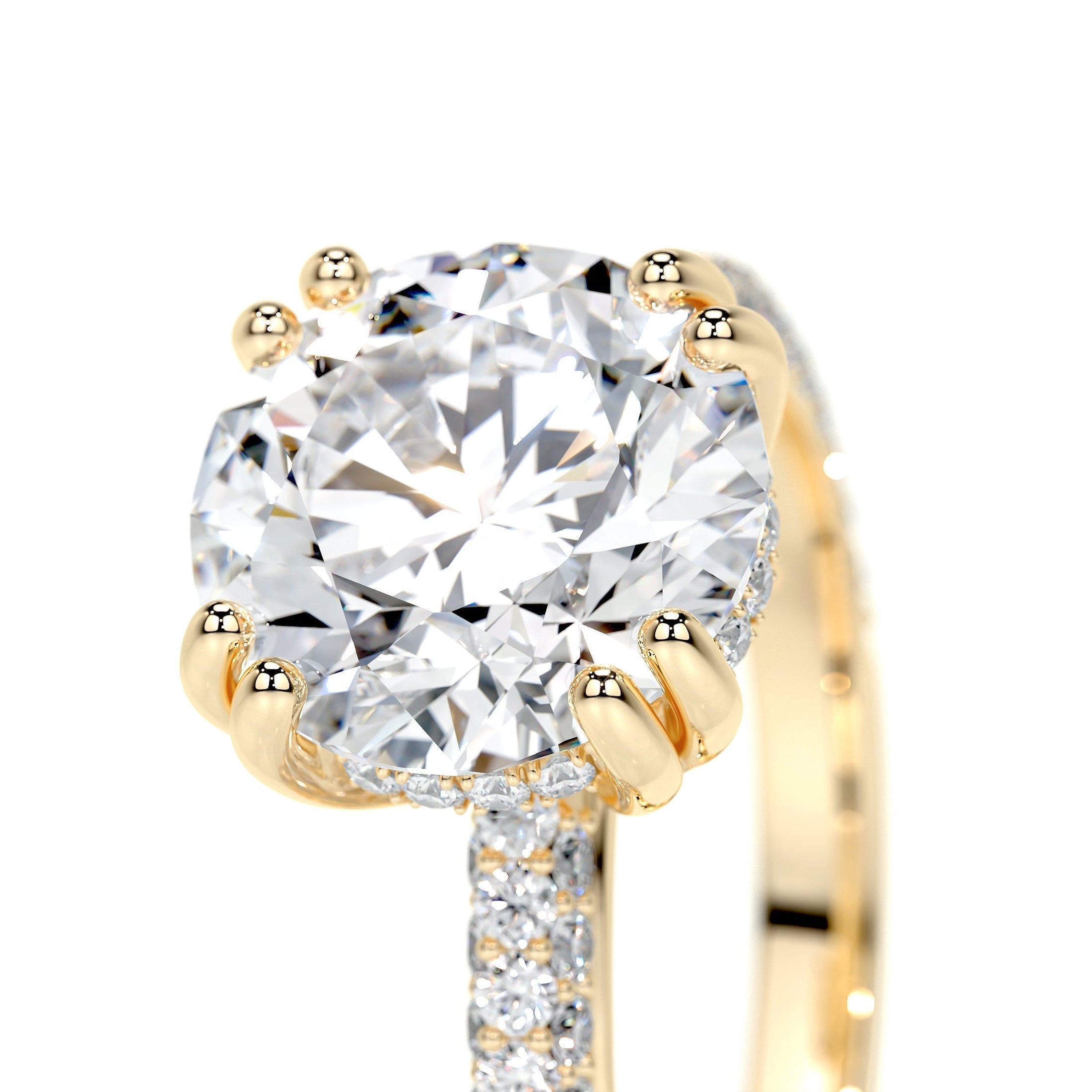 Radiant 3.0 CT Round Lab-Grown Diamond Pavé Engagement Ring