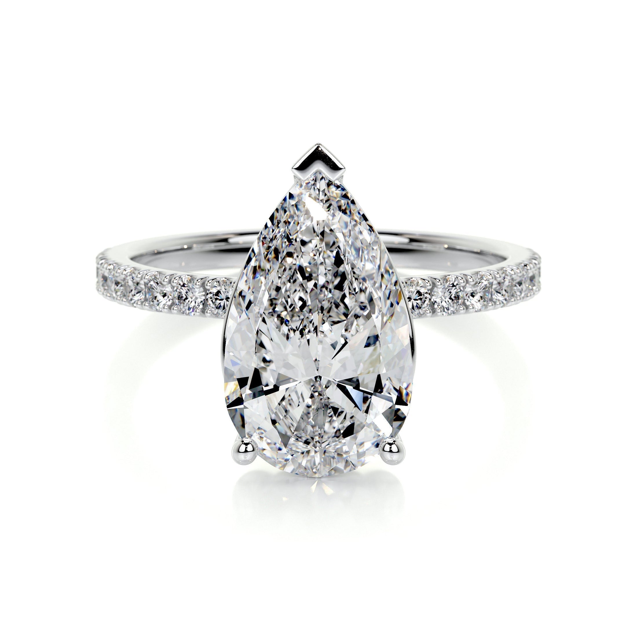 Exquisite 5.0 CT Pear Lab Grown Diamond Pave Engagement Ring