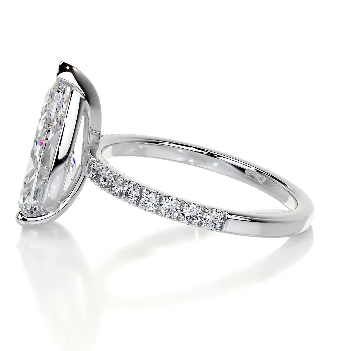 Exquisite 5.0 CT Pear Lab Grown Diamond Pave Engagement Ring